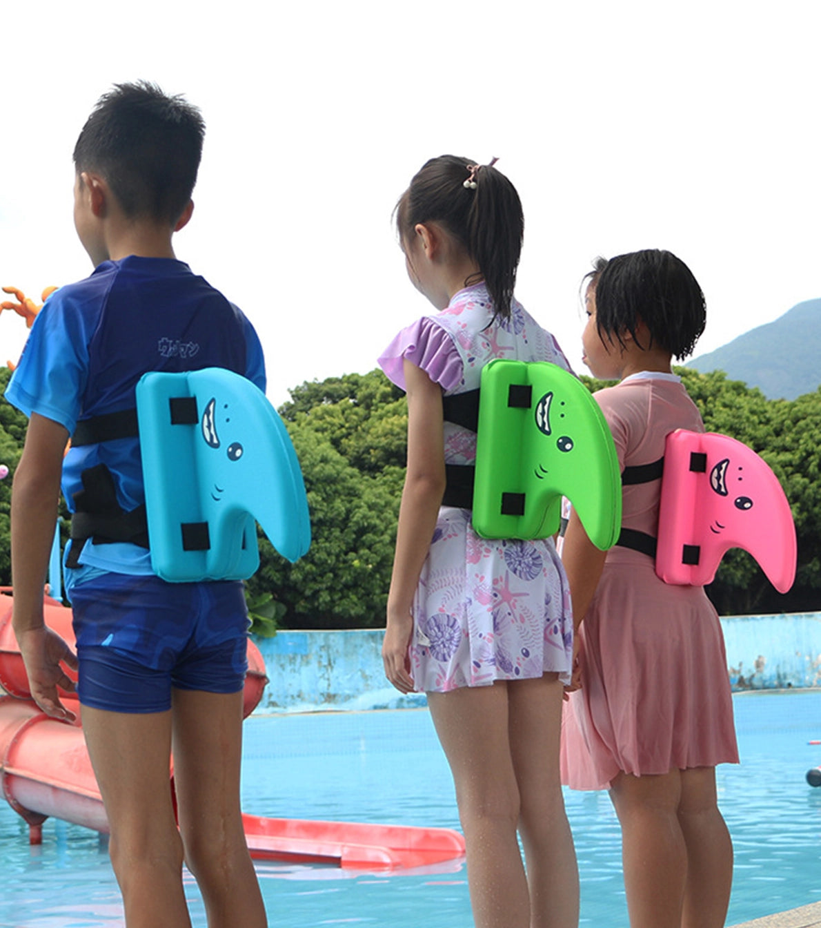 Children swimming training shark fin back floating board- set of 3