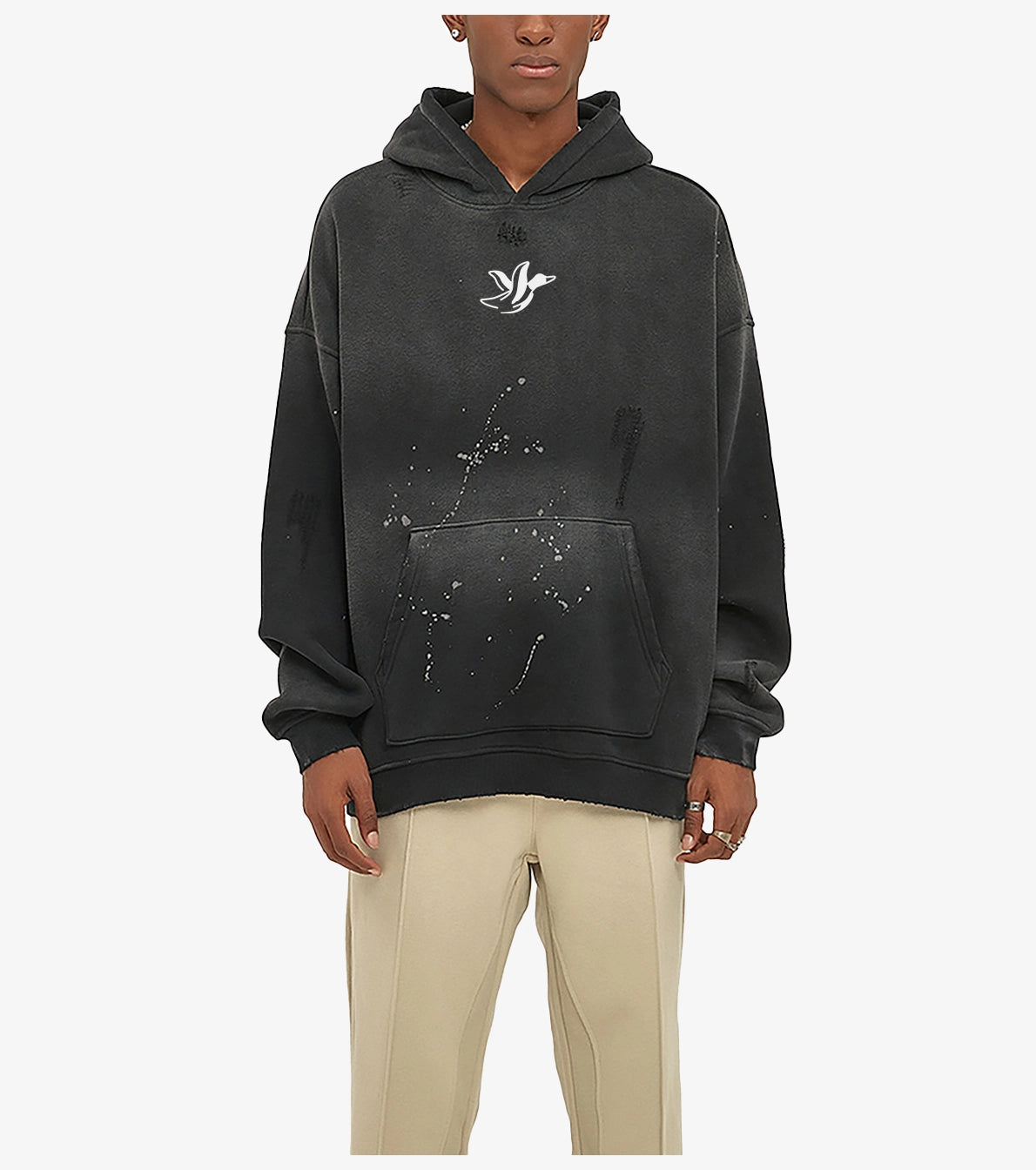 Unisex Vintage Wash Frayed Fleece Hoodie