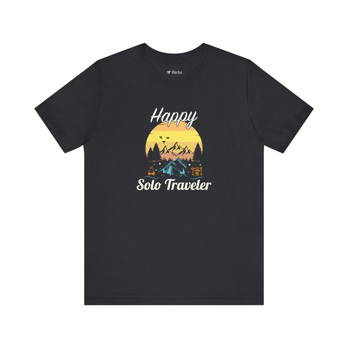 Happy Solo Traveler Unisex T-Shirt - Adventure Graphic Tee for Explorers