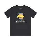 Happy Solo Traveler Unisex T-Shirt - Adventure Graphic Tee for Explorers