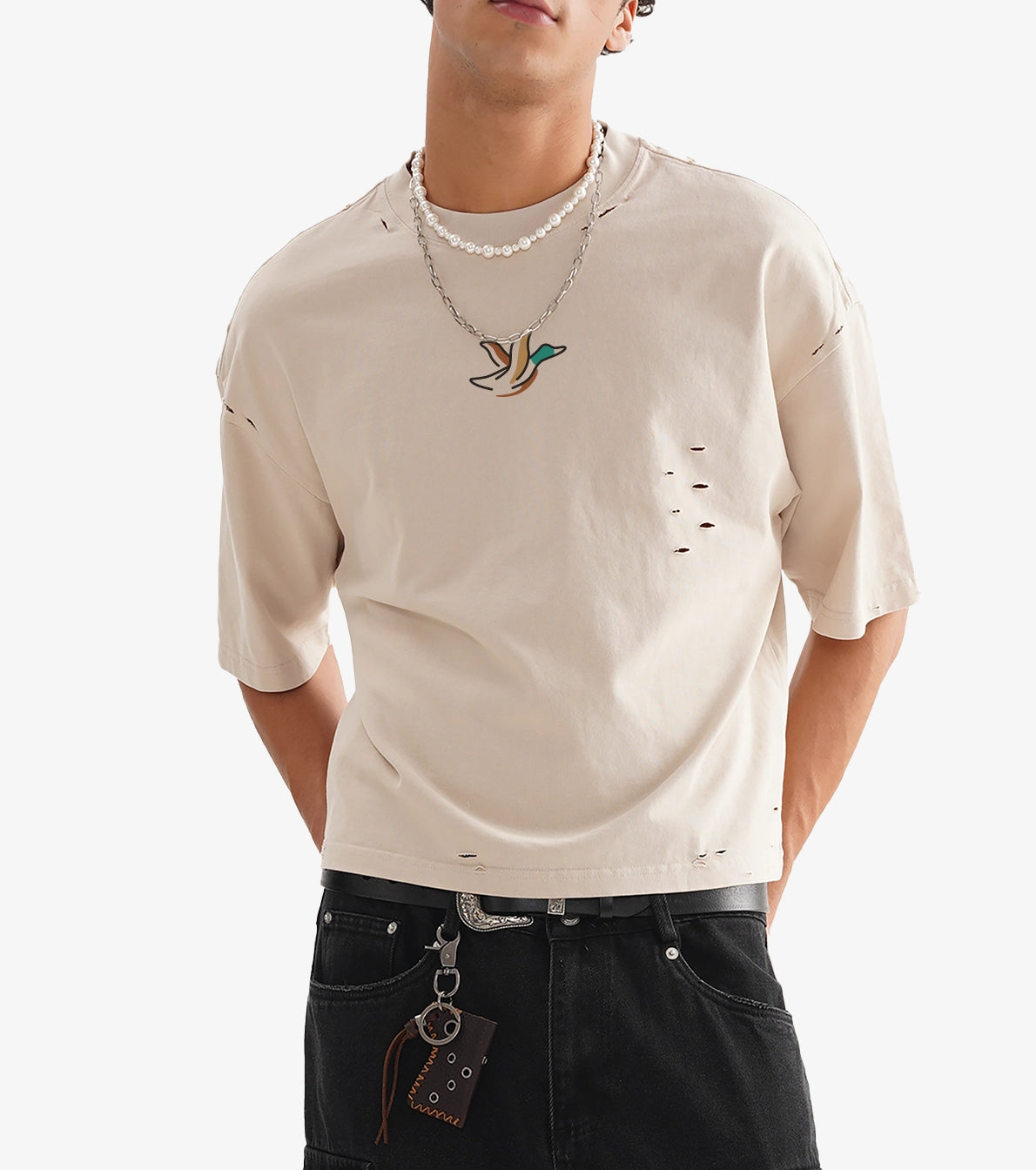 Men Classic Frayed Boxy Tee