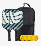 Pickleball Paddle Set- Glass Fiber Surface, 2 Shots, 4 Pickle Ball & Paddle Cover Bag